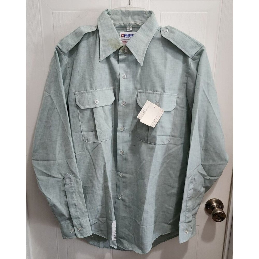NEW PROPPER Army Green Tactical Button Up Long‎ Sleeve Dress Shirt Size 16 - 34